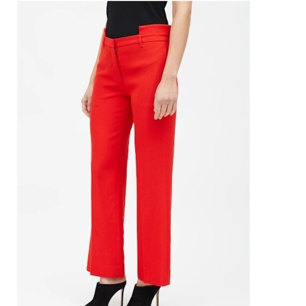 Givenchy Red Cut Out Waist Trousers Ankle Career Casual Pants Sz 36 100% Cotton